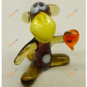 Подарочная фигурка из стекла Обезьяна с сердцем