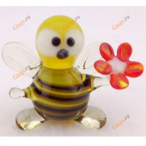Стеклянная игрушка Пчела с Цветком